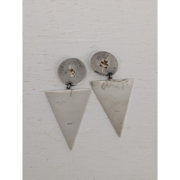 Vintage Sterling Silver Channel Inlay Turquoise Arrowhead Earring Native America - Picture 4 of 7